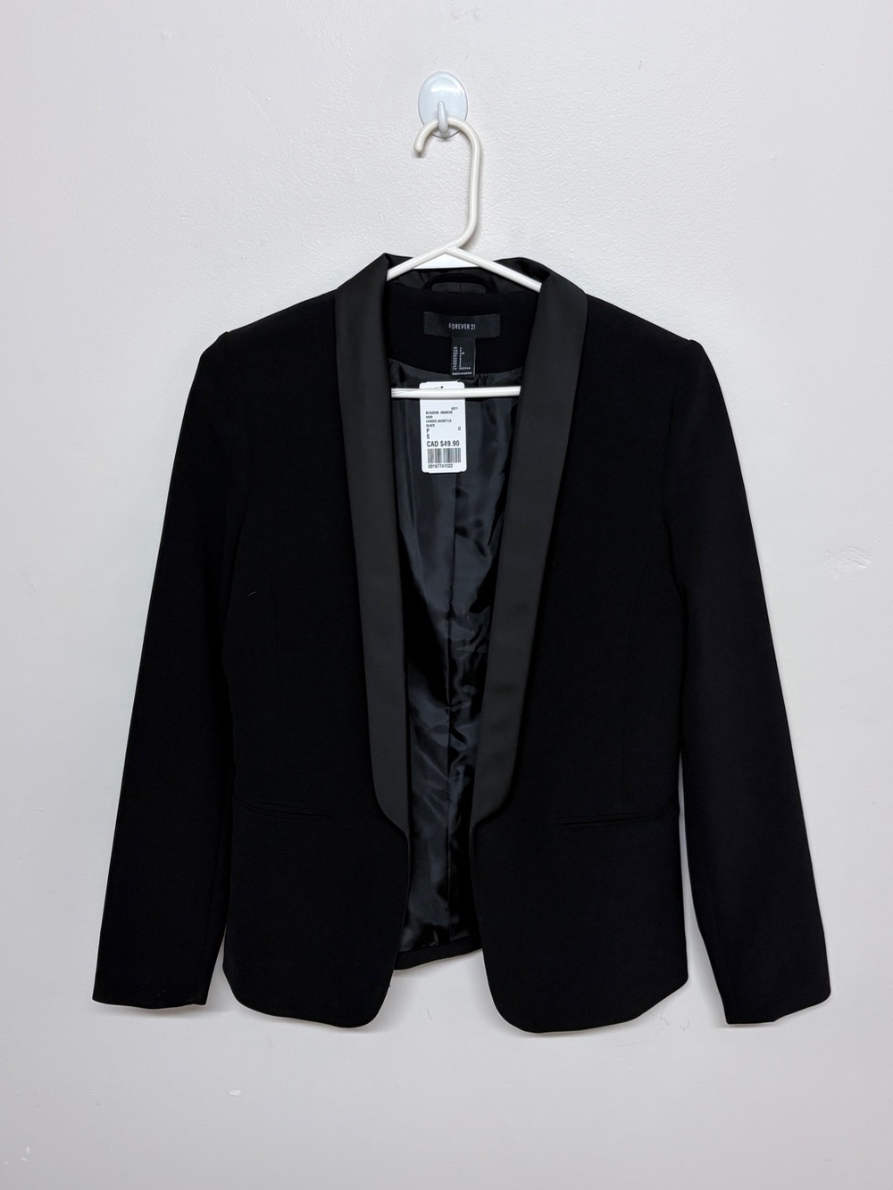Forever 21 NWT Black Women's Satin-Trim Blazer